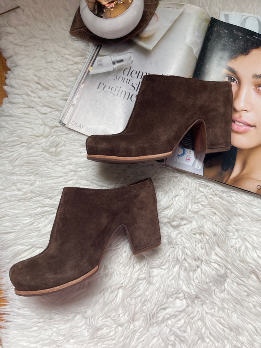 Kork-Ease Women’s Brown Suede Heeled Mules - Picture 8 of 10